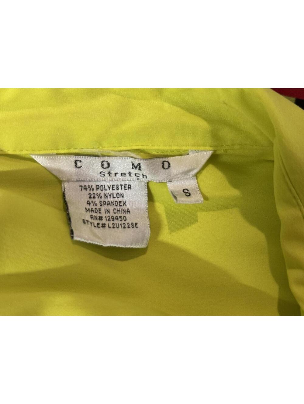 Como Stretch Yellow Short Sleeve Button-Up Shirt - Picture 5 of 6